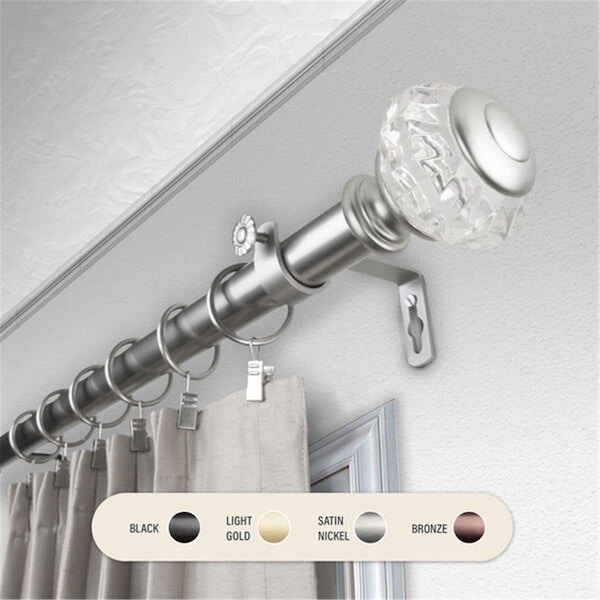 Central Design 1 in. Lyla Curtain Rod with 48 to 84 in. Extension, Satin Nickel 100-59-485 - main